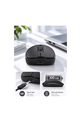 Sprange Sr-m4 Kablosuz & Bluetooth 5.4 Şarjlı Mouse Siyah Standart