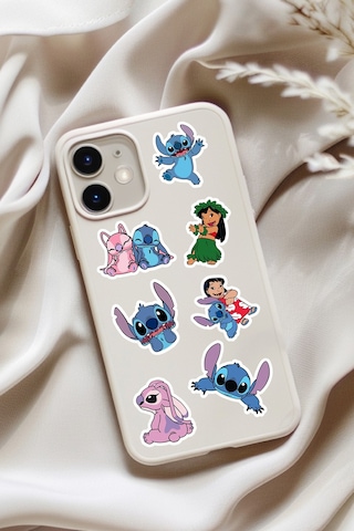127 Adet Stitc Temalı Sticker Seti - Kalem Suluk Defter Cam Masa Laptop Tablet Sticker Suya Dayanıklı Çok Renkli