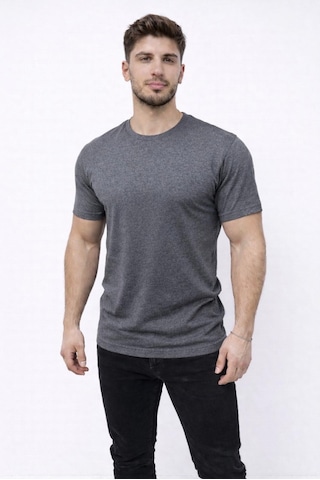 Axxel Erkek Gri Melanj Kısa Kollu Bisiklet Yaka T-shirt-d677 Gri Melanj