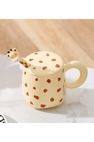 Zürafa Temalı Seramik Kupa 1966 Açık Sarı