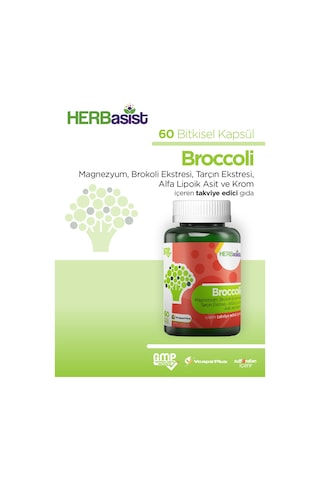 HERBasist Broccoli MagnezyumAlfa Lipoik Asit Krom İçeren Takviye Gıda 60 Kapsül