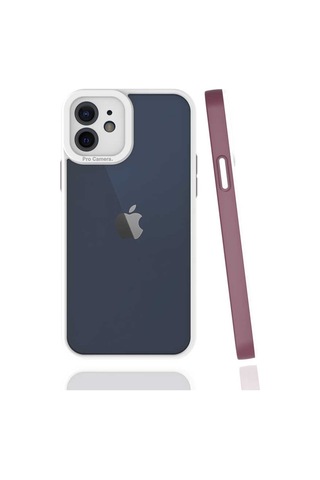 Apple Uyumlu iPhone 12 Kılıf Zore Mima Kenarları Renkli Silikon Kılıf