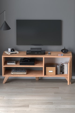 Tv Sehpası Kapaklı Tv Sehpası Raflı Tv Ünitesi Televizyon Sehpası 100 X 35 Cm Malta Çam Çam