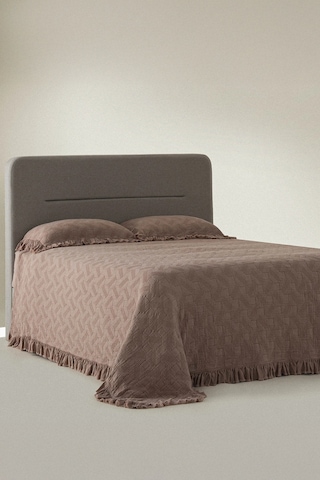 Ecocotton Tanya Pudra %100 Organik Pamuk Çift Kişilik Pike Yatak Örtüsü Takımı Pudra