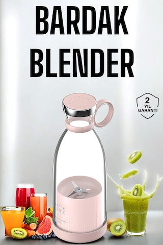 Bardak Blender Smoothie Meyve Sıkacağı Şarjlı Cam Taşınabilir Çok Renkli