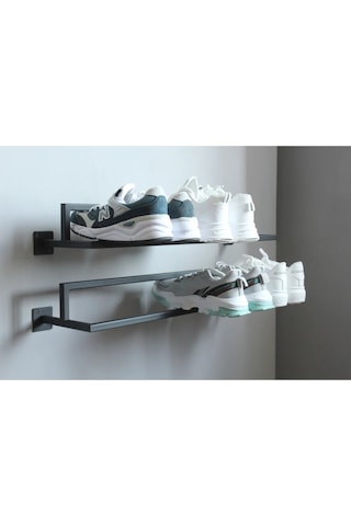 Aju Metal Ayakkabı Rafı Duvara Monte Ayakkabılık Modern Şık Tasarım Özel Ayakkabı Çizme Depolama 1 Adet Siyah