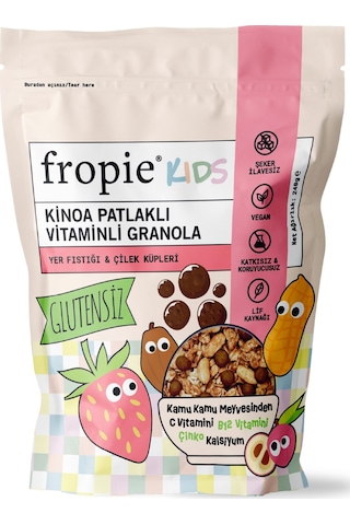 Fropie Kids Yer Fıstığı & Çilek Küpleri Granola 240 G