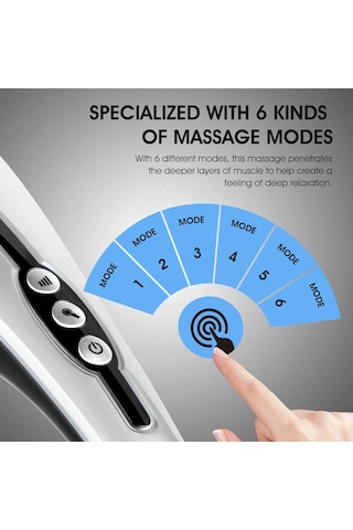 Eragon Handheld 6 Modes Boyun Bel Sırt Karın Bacak Vücut Masaj Aleti Gri