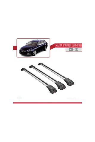 Mazda 6 Wagon Gh1/gh2 2008-2012 Arası İle Uyumlu Ace-1 Ara Atkı Tavan Barı Gri 3 Adet Bar