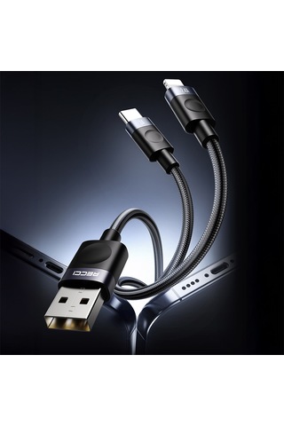 Recci Rs50c Usb-a To Type-c Örgü Tasarımlı Hızlı Şarj Özellikli Data Ve Şarj Kablosu 1m Siyah