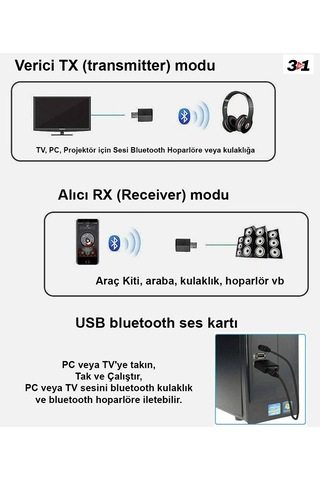 Zf-169plus Kablosuz 3in1 Bluetooth 5.0 Usb Ses Adaptörü Alıcı-verici Transmitter-receiver Araç 3.5mm Aux Stereo Tv Pc Hoparlör Bilgisayar Tablet Kulaklıklar İçin