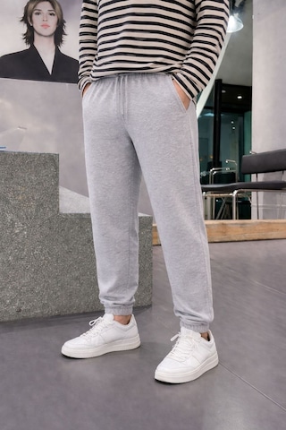 Modivibe Erkek Gri Eşofman Altı Paçası Lastikli Oversize Gri