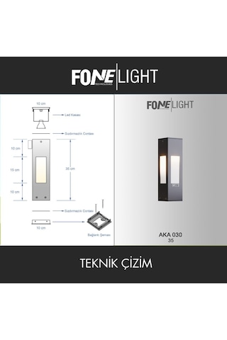 FoneLight AKA 35 cm LED Bahçe Duvar Apliği Antrasit Alüminyum IP65 Dış Mekan Peyzaj Aydınlatması 7W 3000K