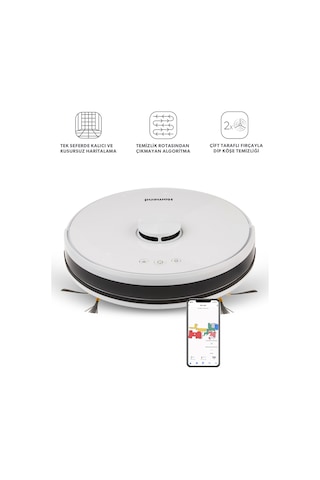 Homend Alex Laser 1281H Lazer Akıllı Robot Süpürge Beyaz 2in1 Moplu Haritalamalı