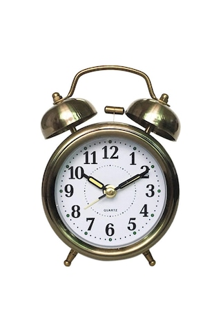 Dekoratif Büyük Boy Masa Üstü Işıklı Gold Çalar Saat