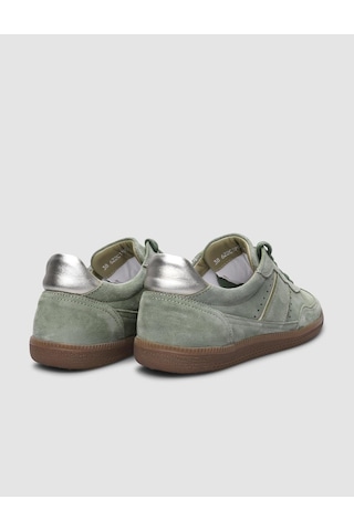 %100 Hakiki Deri Yeşil Süet Bağcıklı Kadın Sneaker-yesıl Yeşil