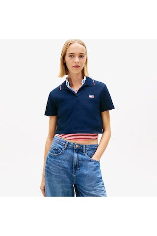 Tommy Hilfiger Cropped Short Sleeve Kadın Lacivert Polo Dw0dw21363 2800284