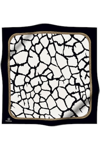 Vissona Tivil Siyah-krem İpek Eşarp 10639-0003-0001 - Kadın