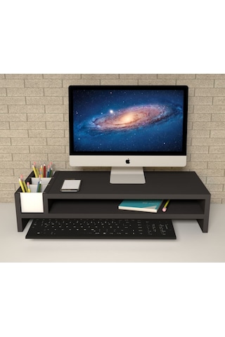 Emkawood Sally Siyah Monitör Yükseltici Laptop Standı