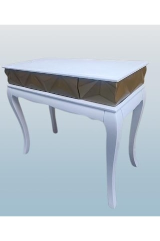 Dresuar Piramit Model 90521 Gold Beyaz Uyum Lükens Kayın Ayak El Yapım Beyaz