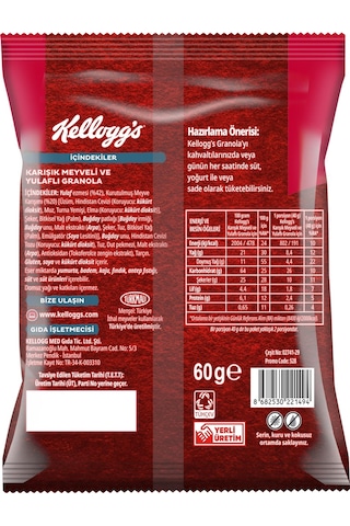 Kellogg's Karışık Meyveli Granola 60 Gr