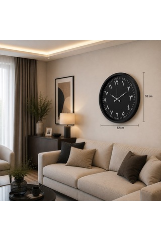 Siyah Arapça Rakamlı 52 X 52 Cm Duvar Saati Renkli
