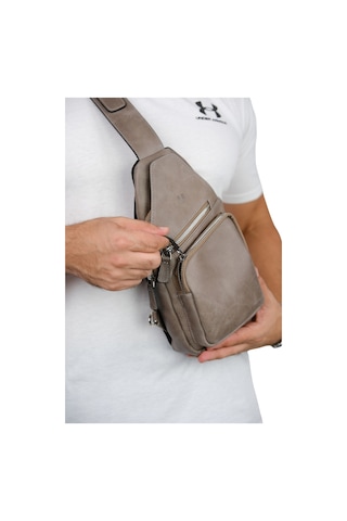 Mft Leather Hakiki Deri Unisex Çapraz Çanta Baggy 6981 Tiguan Gri