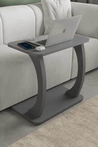 Desk Çalışma Sehpası, Laptop Sehpası, Çift Ayaklı Geniş Yüzey Antrasit Gri