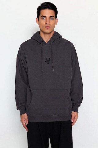 Benerly Erkek Kapüşonlu Standart Kol Kanguru Cep Sweatshirt Fonksiyonel D Antrasit