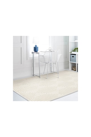 Modern Koton Bukle Kilim Lateks Taban 60x100/80x120/80x200/80x300/80x150/120x180/160x240-750 Krem