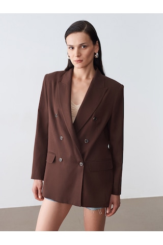 Dilvin 60804 %100 Lyocell Blazer Ceket-kahve