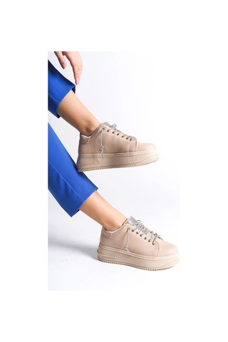 Mevese Luna Sim Detaylı Bağcıklı Kadın Günlük Sneaker Ayakkabı - Ten