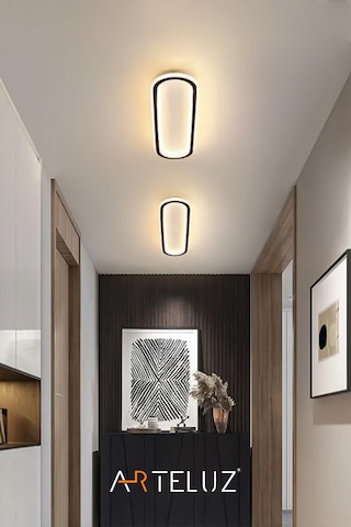 Uzun Elips Model Modern Plafonyer Avize 50x16 Cm Siyah