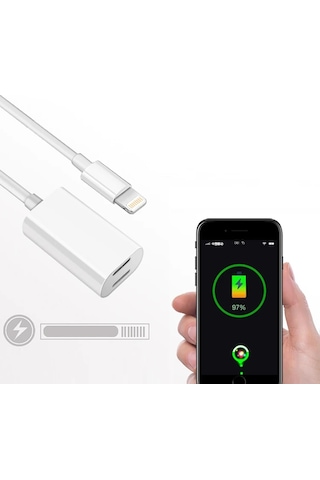 Y Cable iPhone Uyumlu 14-13-12 11 Lightning Kulaklık +şarj Usb Adaptörü- 5775