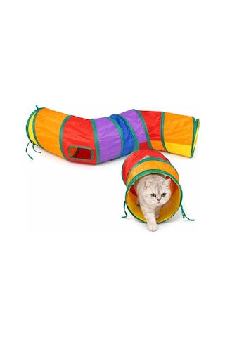 Kedi Oyun Tüneli Katlanabilir Kıvrımlı Model, Kedi Oyuncağı Tünel Ev, Renkli Kedi Köpek Oyun Alanı, Geniş Giri