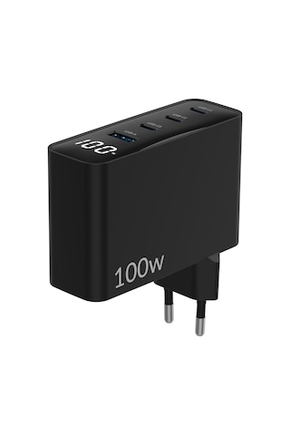 Juo 100W Gan Led Ekranlı 3 Type-C + Usb-A Hızlı Şarj Cihazı iPhone & Macbook & Notebook Şarj Aleti