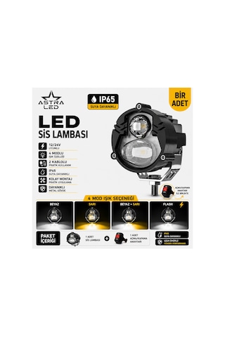 1 Adet Açma Kapama Anahtarlı Motosiklet Atv Utv Scooter Led Sis Farı Metal Kasa Yüksek Güçlü Delici