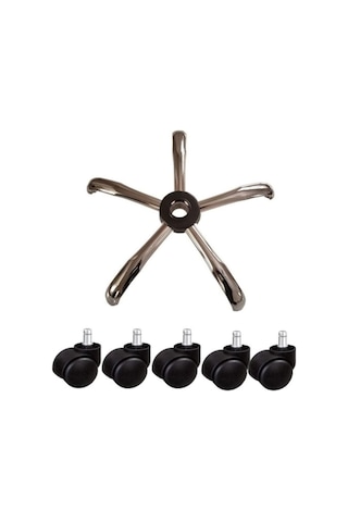 Fullreyon Metal Yıldız Ayak Ofis Koltuğu Ayağı+ 5 Adet Tekerlek + Amortisör