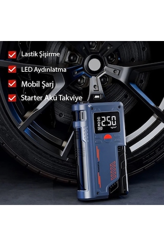 Ezere St-9631 Pro Taşınabilir Göstergeli Araç Lastik Şişirme Ve Starter Akü Takviye Seti- 5775 1