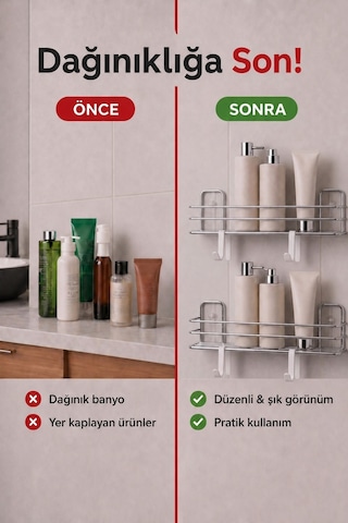 Sas Haus Banyo Düzenleyici Set 4 Parça Yapışkanlı Şampuanlık Tuvalet Kağıtlığı Havluluk Askı Tss-01 Krom