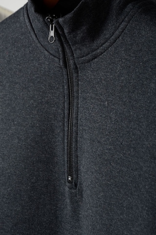Terapi Men Erkek Füme Yarım Fermuarlı Basic Düz Sweatshirt Füme