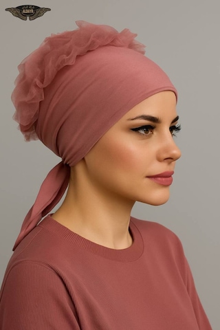 Aldaıyr Fırfır Bone Tesettür Bone Koyu Pudra