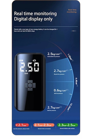 Dinosaurs Şarj Edilebilir Araba Hava Pompası Taşınabilir Araba Otomatik Kompresör Motosiklet Bisiklet Basketbol Şişme İçin Lastik Şişirme