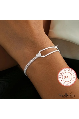 Serenia 925 Gümüş Kadın Bileklik Çift Katmanlı Bileklik Sevdiklerinize Ve Kendinize En Özel Hediye Gümüş