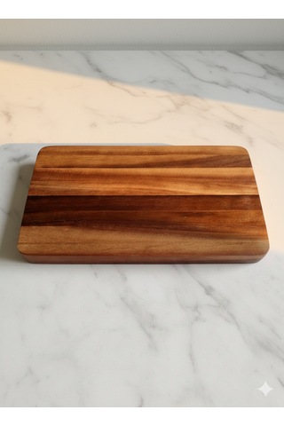 Limon Dekor Premium Akasya Masif Ahşap Kesme Ve Sunum Tahtası 39x22 Cm - 34 Mm Kalınlık Koyu Kahverengi
