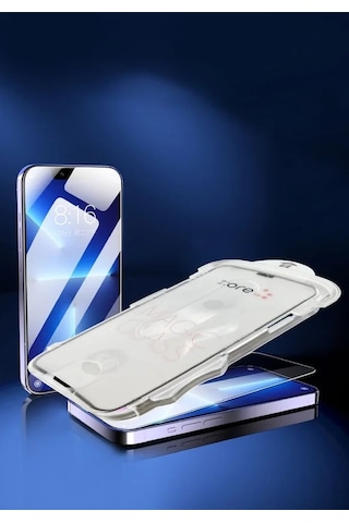 Apple, Uyumlu iPhone 15 Pro Max Zore Kolay Uygulama Aparatlı 5d Magic Glass Cam Ekran Koruyucu