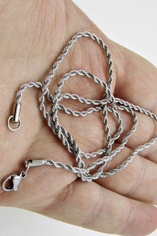 Burgu Halat Erkek Çelik Zincir Kolye 2.5 Mm Gümüş Renk Çok renkli