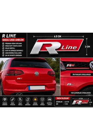 R Line Bagaj Logo Amblem Krom Kırmızı Premium Tasarım 0