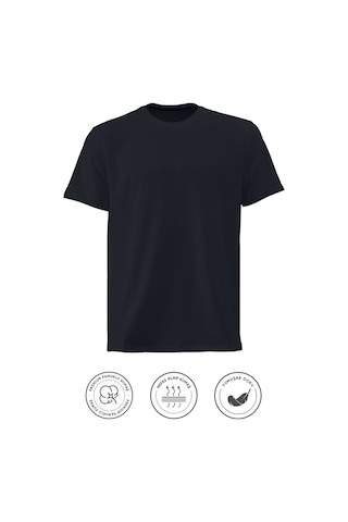Elemge Pamuk Likra Magic Fit Lacivert Erkek T-shirt Compact Penye Kısa Kol Tişört Elastan