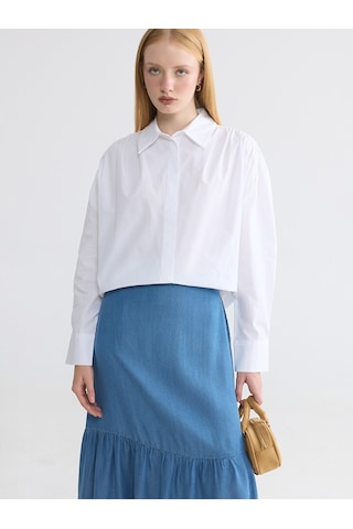 Lcw Modest Beyaz Regular Fit Kadın Gömlek